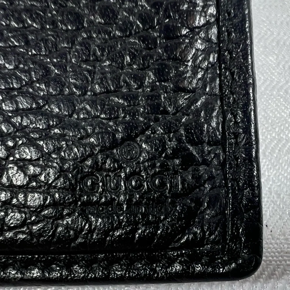 Gucci Pebbled Leather Continental Wallet Black Made in Italy